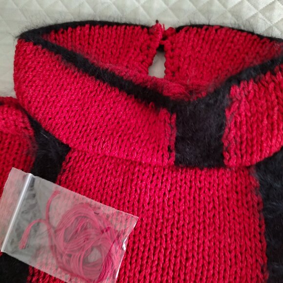 SHEILA RAYMOND CHUNKY KNITTED SWEATER HALO COLLAR DROP SHOULDER L/S RED MEDIUM - Picture 8 of 13